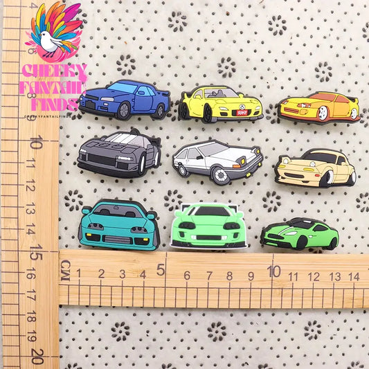 Single Sale 1PCS PVC Cute Cartoon Shoe Charms Kawaii Colorful Kinds Of Cars Buckle Clog Hole Slipper Accessories Decorations - Cheeky Fantail Finds