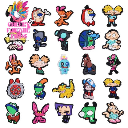 Single Sale 1pcs PVC Cartoon Shoe Charm Boy Girl Horse Man Shoe Accessories Clog Decorations for Kids Party X-mas Gift Cheeky Fantail Finds