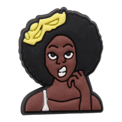 Single Sale 1pcs PVC Shoe Charms Black Girl Magic BLM Queen Hand Melanin Poppin Buckle Clog Decorations for Bands Xmas Gifts Cheeky Fantail Finds