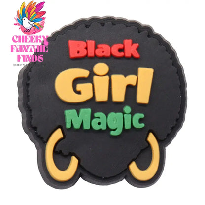 Single Sale 1pcs PVC Shoe Charms Black Girl Magic BLM Queen Hand Melanin Poppin Buckle Clog Decorations for Bands Xmas Gifts Cheeky Fantail Finds