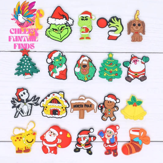 Single Sale Christmas Series Xmas Tree Shoe Charms Accessories Decorations PVC Classic Clog Buckle for Kids Party Xmas Gifts Cheeky Fantail Finds
