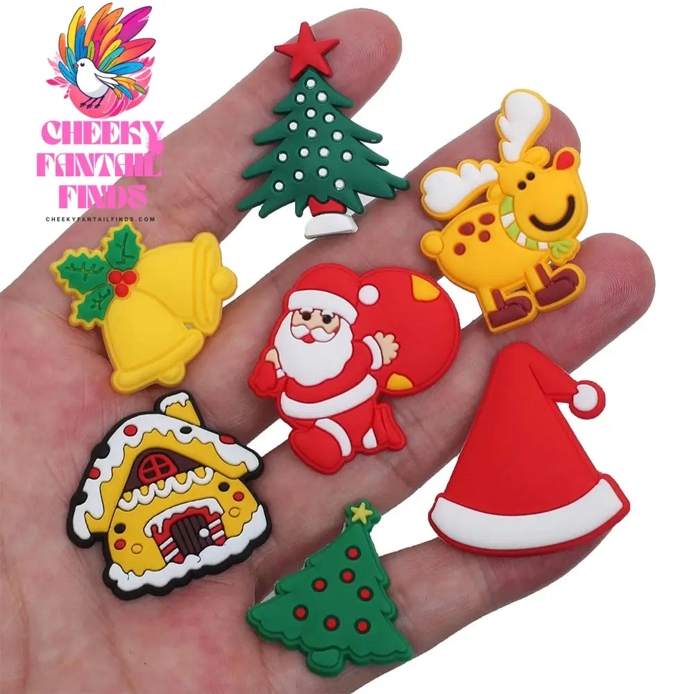 Single Sale Christmas Series Xmas Tree Shoe Charms Accessories Decorations PVC Classic Clog Buckle for Kids Party Xmas Gifts Cheeky Fantail Finds