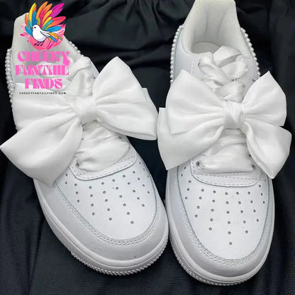 Single Sale White Pink Bowknot Shoe Decoration Charms Accessorie Satin Ribbon DIY  Canvas Sneakers Shoe Buckle Wholesale Cheeky Fantail Finds