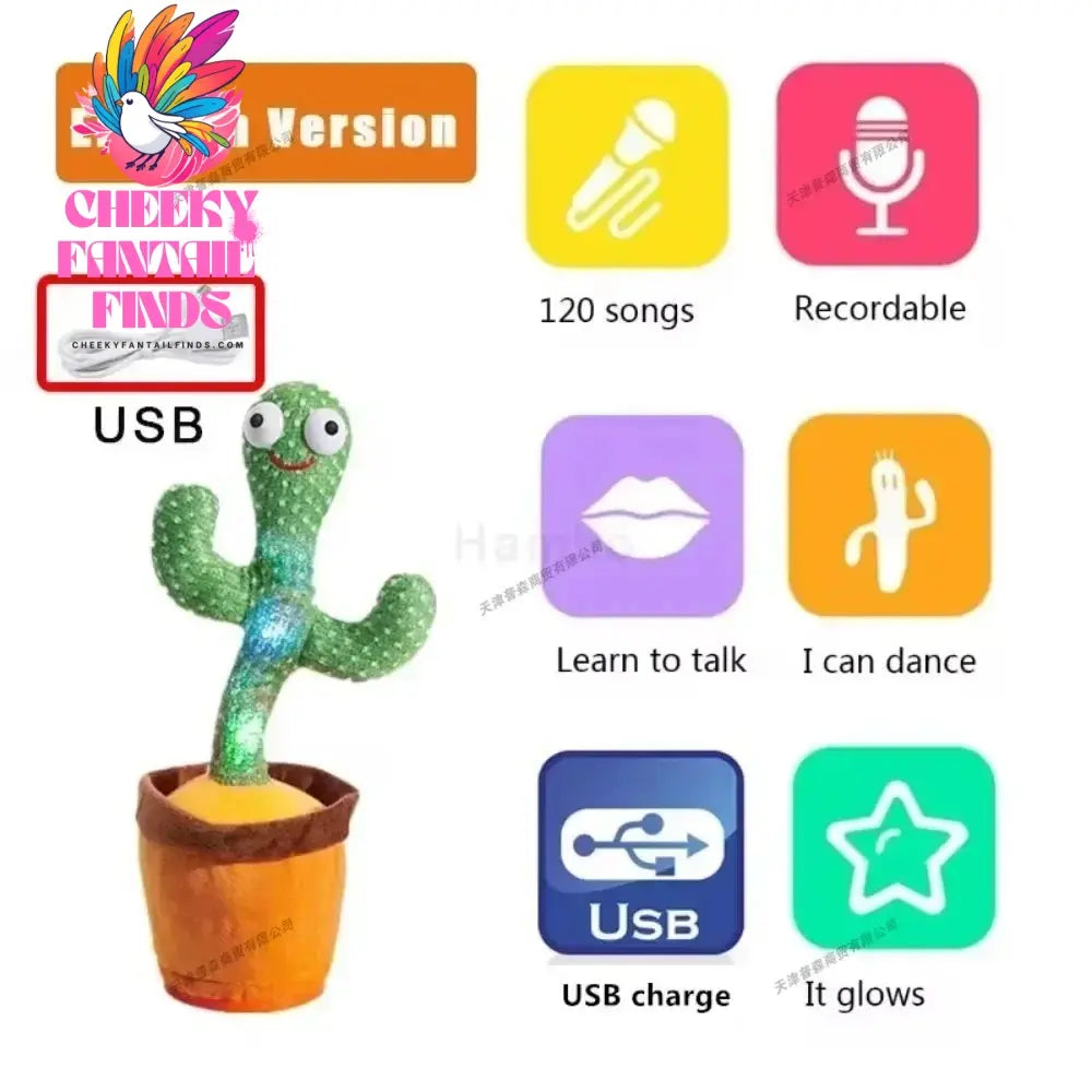 Smart Electronic Plush Toy for Baby Singing Dancing Talking and Sound Recording Cactus Toys for Kids Xmas Gifts for Children Cheeky Fantail Finds
