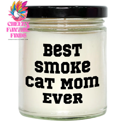 Smoke Cat Gifts for Best Smoke Cat Mom Ever | Funny 9oz Vanilla Soy Candle Gifts from Daughter for Father's Day Unique Gifts - Image 1