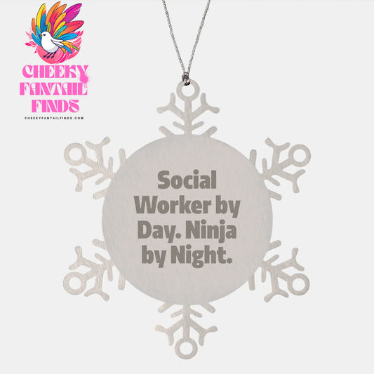 Social Worker Gifts from Men to Social Worker Friends, Christmas Snowflake Ornament with Inspirational Quote - Image 1