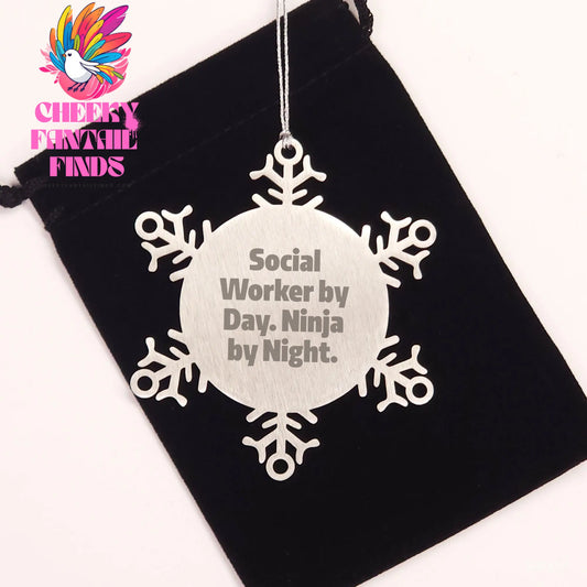Social Worker Gifts from Men to Social Worker Friends, Christmas Snowflake Ornament with Inspirational Quote - Image 2