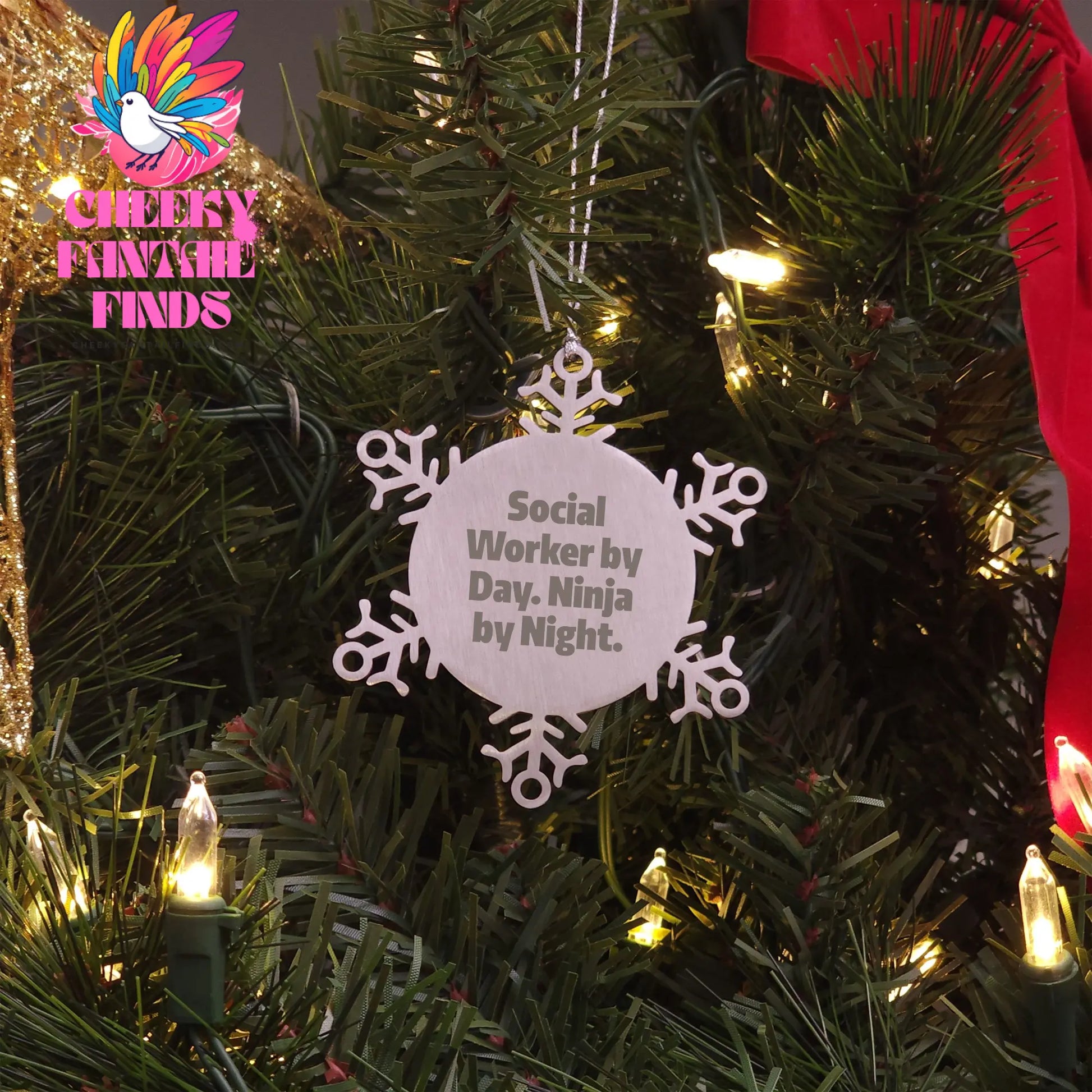 Social Worker Gifts from Men to Social Worker Friends, Christmas Snowflake Ornament with Inspirational Quote - Image 3