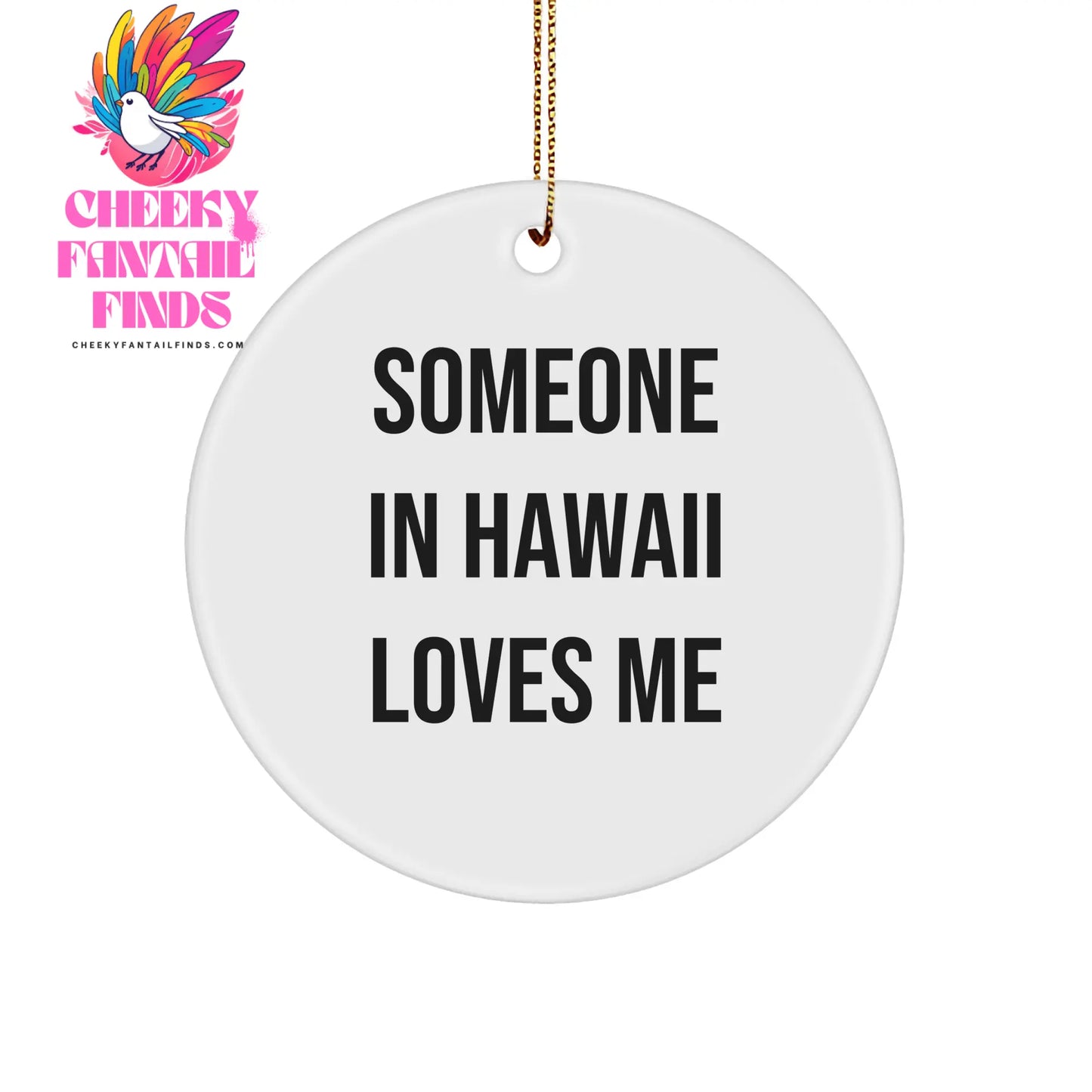Someone In Hawaii Loves Me Funny Circle Ornament Gift from Aloha to Friends and Family for Christmas - Image 1