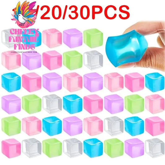 Square Ice Stress Ball Fidget Toys Stress Relief ADHD Autism Sensory Toys Soft Squishy Toys Party Favors Gifts for Kids Adults Cheeky Fantail Finds