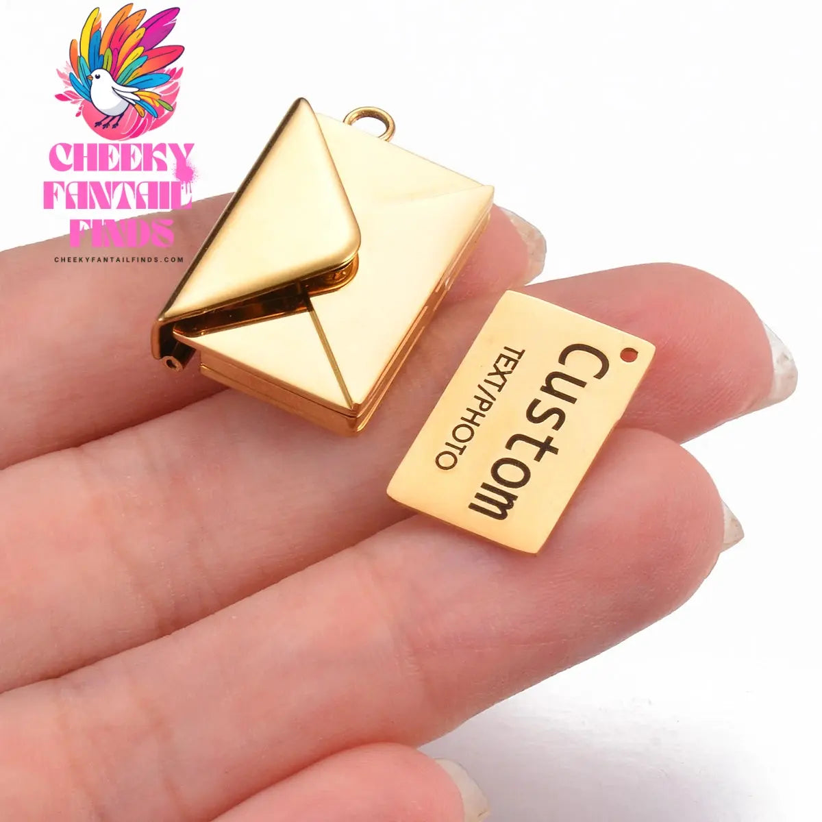 Stainless Steel Customized Letter Envelope Necklace Locket Jewelry Secret Love Note Pendant Engraved Note Photo for Women Cheeky Fantail Finds
