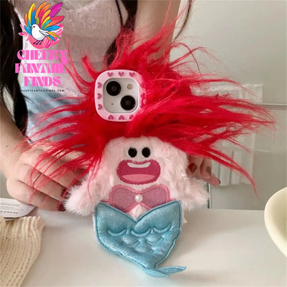 Suitable For Ugly And Cute Cartoon Mermaid Monster iPhone 15 Pro Max 14 Phone Case 13Pro iPhone 12 11 Plush Fall Protection Case Cheeky Fantail Finds