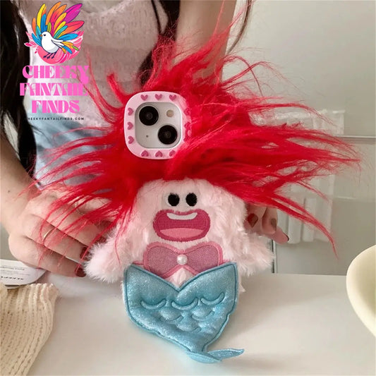 Suitable For Ugly And Cute Cartoon Mermaid Monster iPhone 15 Pro Max 14 Phone Case 13Pro iPhone 12 11 Plush Fall Protection Case Cheeky Fantail Finds