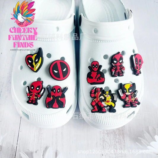 Superheroes Movie Deadpool Wolverine Shoe Buckle Set Slipper Accessories DIY Decoration Children's Toys Birthday Gifts Cheeky Fantail Finds