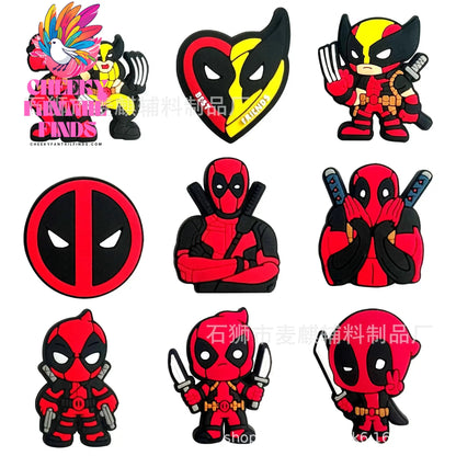 Superheroes Movie Deadpool Wolverine Shoe Buckle Set Slipper Accessories DIY Decoration Children's Toys Birthday Gifts Cheeky Fantail Finds