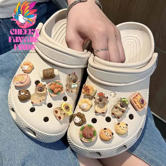Sweetheart Capybara Set Shoes Accessories Charming Cartoon Cake Shoe Buckles DIY Soft Adhesive Adults Creative Gift Cheeky Fantail Finds