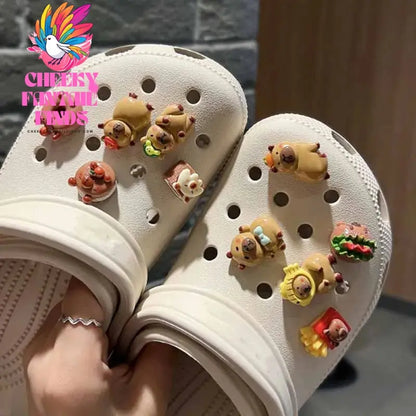 Sweetheart Capybara Set Shoes Accessories Charming Cartoon Cake Shoe Buckles DIY Soft Adhesive Adults Creative Gift Cheeky Fantail Finds