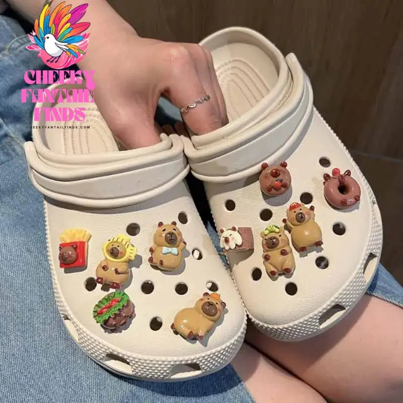 Sweetheart Capybara Set Shoes Accessories Charming Cartoon Cake Shoe Buckles DIY Soft Adhesive Adults Creative Gift Cheeky Fantail Finds