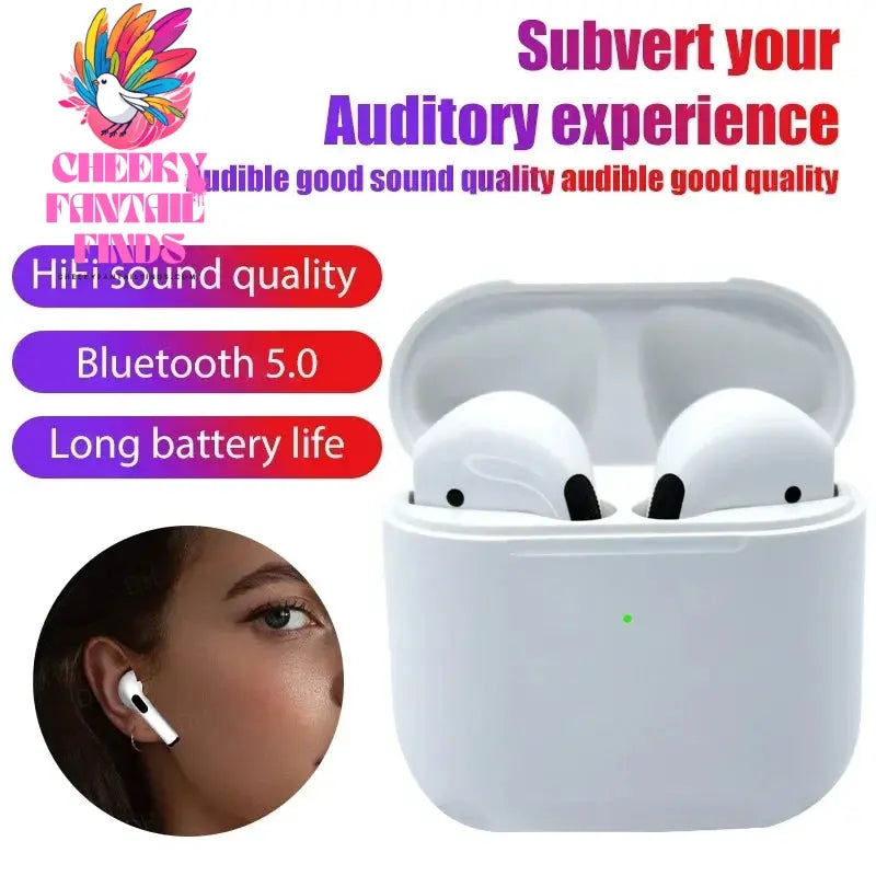 TWS  Pro4  Bluetooth Earphones Wireless Headphones Mini Sports Headset Earbuds Music Earpieces For iPhone Xiaomi Huawei Redmi Cheeky Fantail Finds
