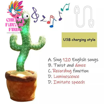 Talking Cactus Toy with LED 120 English Songs Singing Musical Toys Repeat What You Say Suitable for Babies and Toddlers Cheeky Fantail Finds