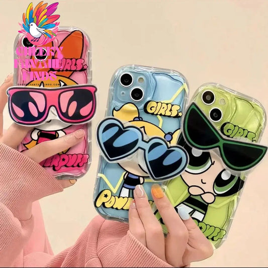 The P-Powerpuff Girls Rack Case for Samsung Galaxy S24 S23 S22 S21 Ultra Plus S20 FE A73 A72 A71 A55 A54 5G A53 A52 A51 4G Cover Cheeky Fantail Finds