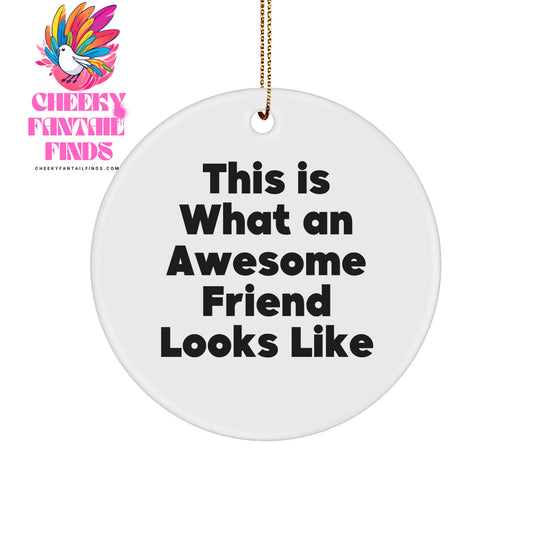This Is What An Awesome Friend Looks Like Funny Circle Ornament Gifts for Friend Circle Ornament Friend Gifts from Family to Friend for Christmas - Image 1