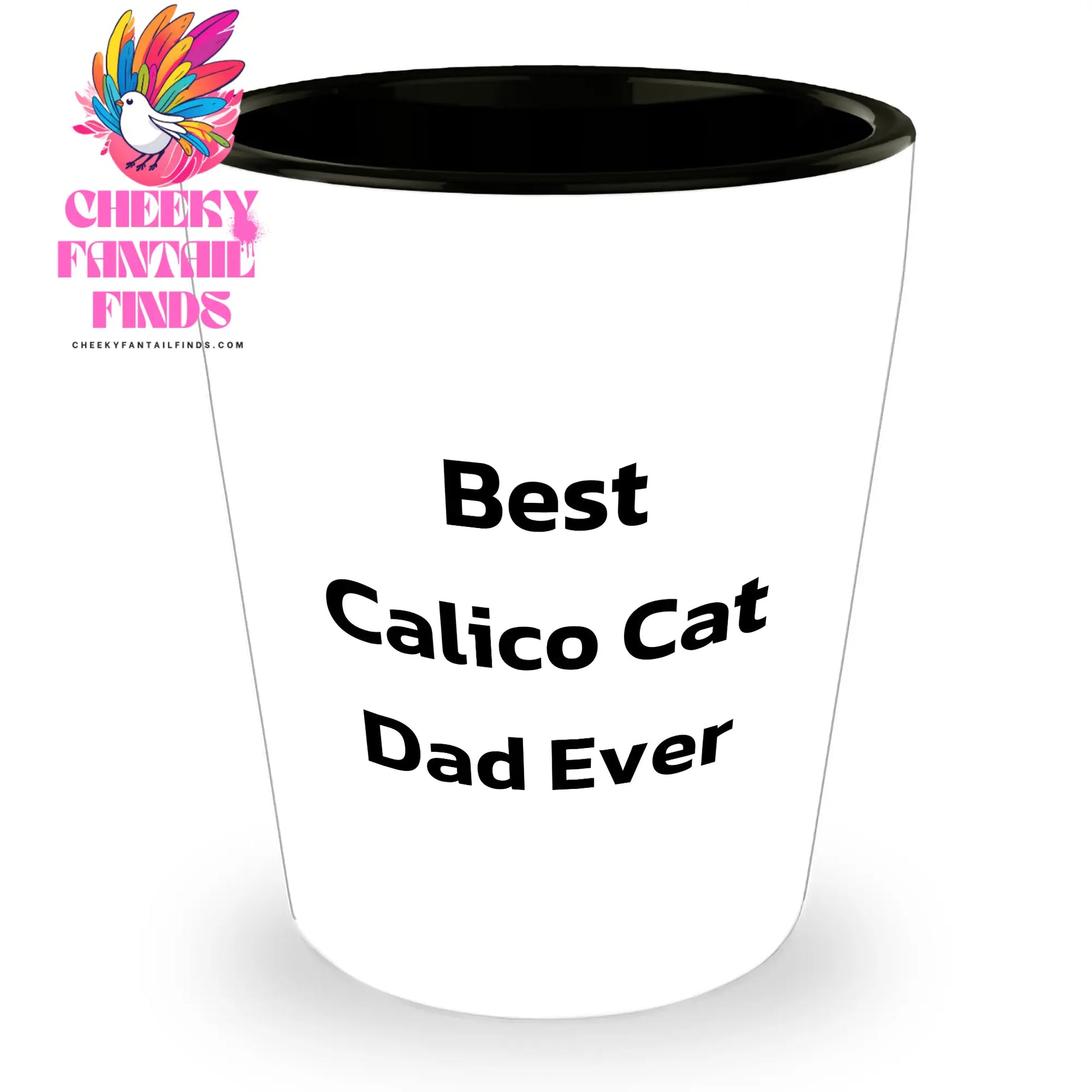 Top-Rated Calico Cat Dad Ever Shot Glass - Funny Calico Cat Dad Gifts for Father's Day - 1.5oz Ceramic Dishwasher & Microwave Safe Shot Glass - Image 1