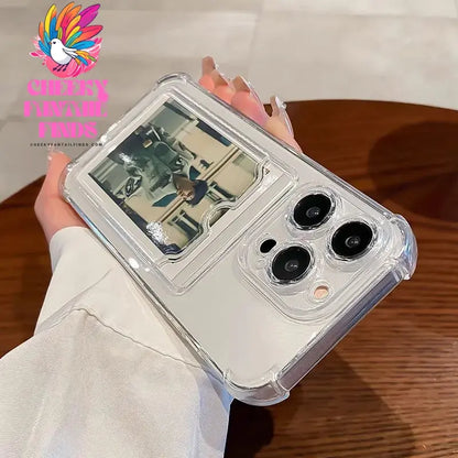 Transparent Card Slot Bag Holder Case For iPhone 16 15 14 13 12 11 Pro Max Mini X XR 7 8 Plus Clear Wallet Shockproof Soft Cover Cheeky Fantail Finds