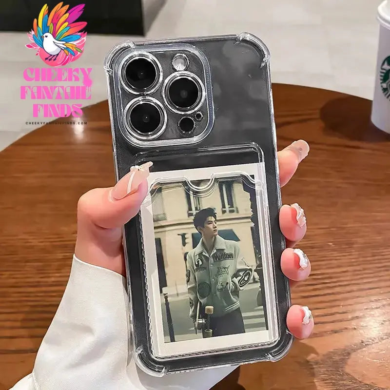 Transparent Card Slot Bag Holder Case For iPhone 16 15 14 13 12 11 Pro Max Mini X XR 7 8 Plus Clear Wallet Shockproof Soft Cover Cheeky Fantail Finds