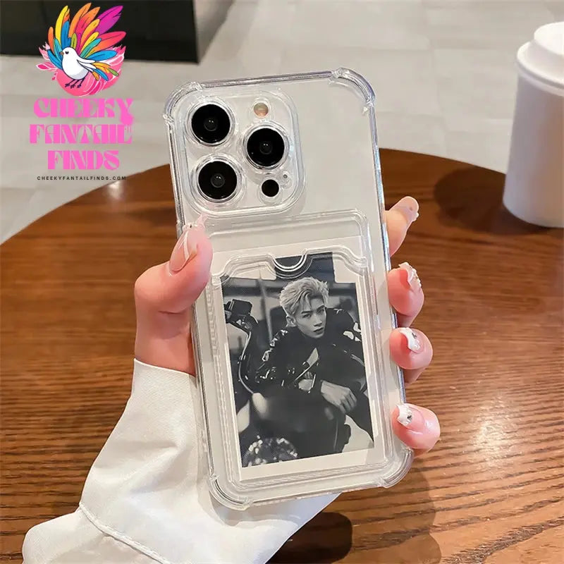 Transparent Card Slot Bag Holder Case For iPhone 16 15 14 13 12 11 Pro Max Mini X XR 7 8 Plus Clear Wallet Shockproof Soft Cover Cheeky Fantail Finds