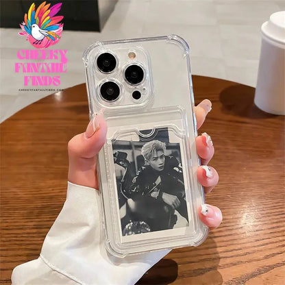 Transparent Card Slot Bag Holder Case For iPhone 16 15 14 13 12 11 Pro Max Mini X XR 7 8 Plus Clear Wallet Shockproof Soft Cover Cheeky Fantail Finds