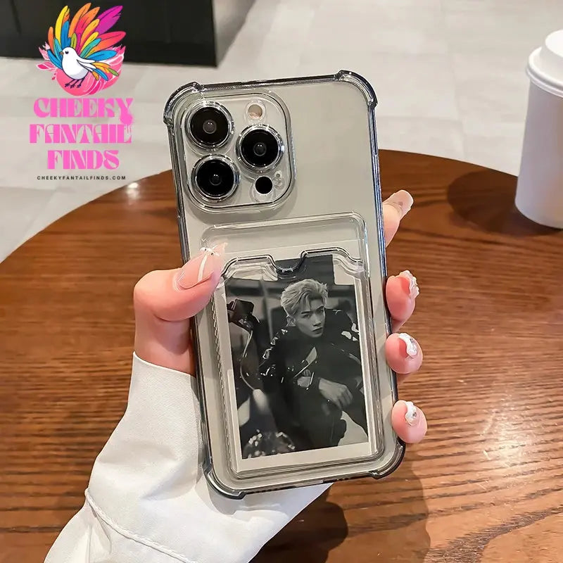 Transparent Card Slot Bag Holder Case For iPhone 16 15 14 13 12 11 Pro Max Mini X XR 7 8 Plus Clear Wallet Shockproof Soft Cover Cheeky Fantail Finds