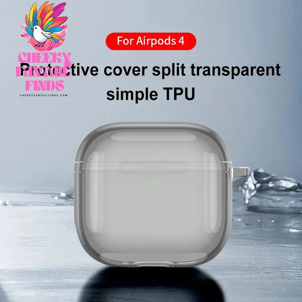 Transparent Protective Case Cover TPU Shockproof Soft Skin Case Cover with Carabiner Wireless Earphone Cover for AirPods 4 2024 Cheeky Fantail Finds