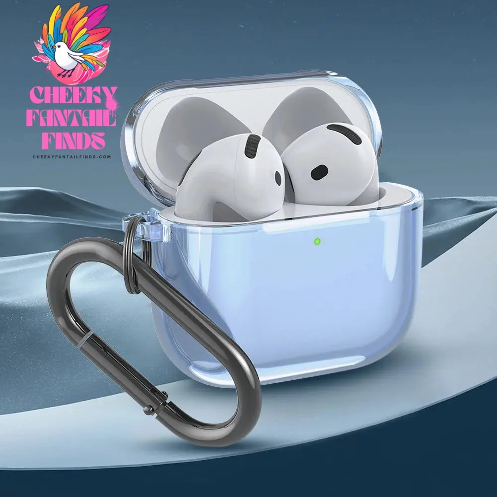 Transparent Protective Case Cover TPU Shockproof Soft Skin Case Cover with Carabiner Wireless Earphone Cover for AirPods 4 2024 Cheeky Fantail Finds