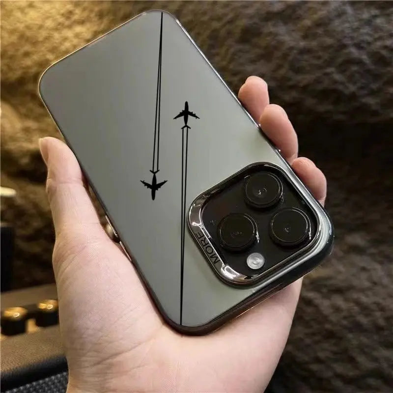 Travel-Inspired Airplane Route Design TPU Basic Case for iPhone 16 15 Pro Max 14 13 12 11 XS X XR 7 8 Plus Matte Hard Back Cover Cheeky Fantail Finds