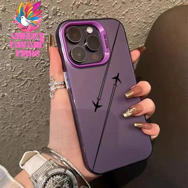 Travel-Inspired Airplane Route Design TPU Basic Case for iPhone 16 15 Pro Max 14 13 12 11 XS X XR 7 8 Plus Matte Hard Back Cover Cheeky Fantail Finds