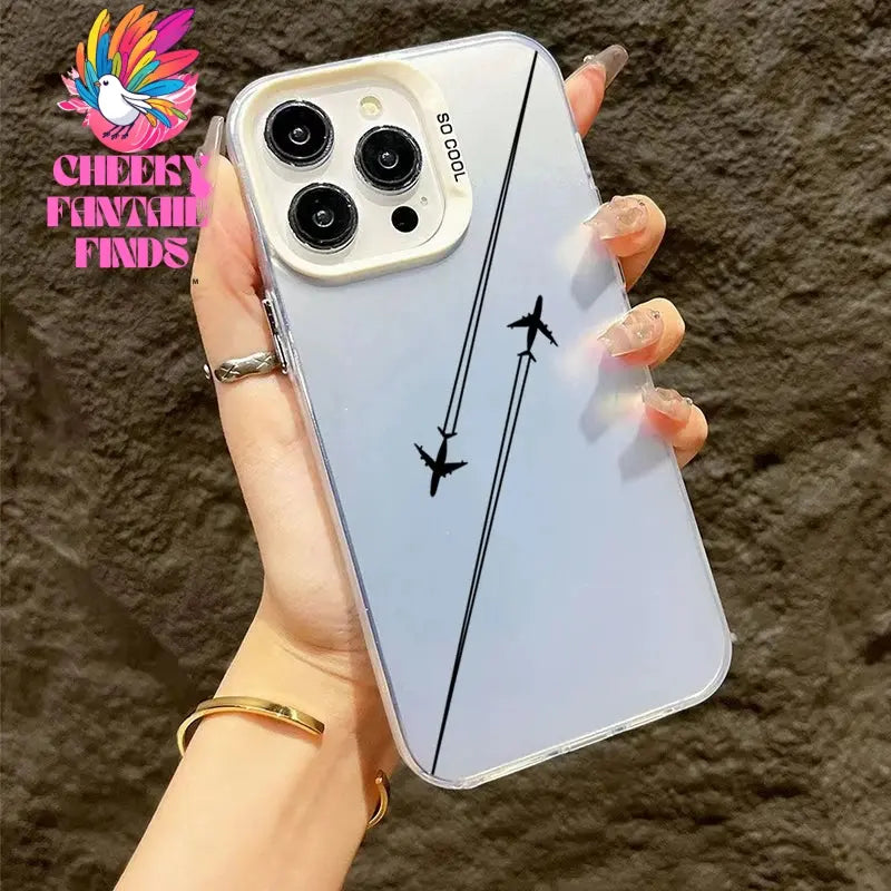 Travel-Inspired Airplane Route Design TPU Basic Case for iPhone 16 15 Pro Max 14 13 12 11 XS X XR 7 8 Plus Matte Hard Back Cover Cheeky Fantail Finds