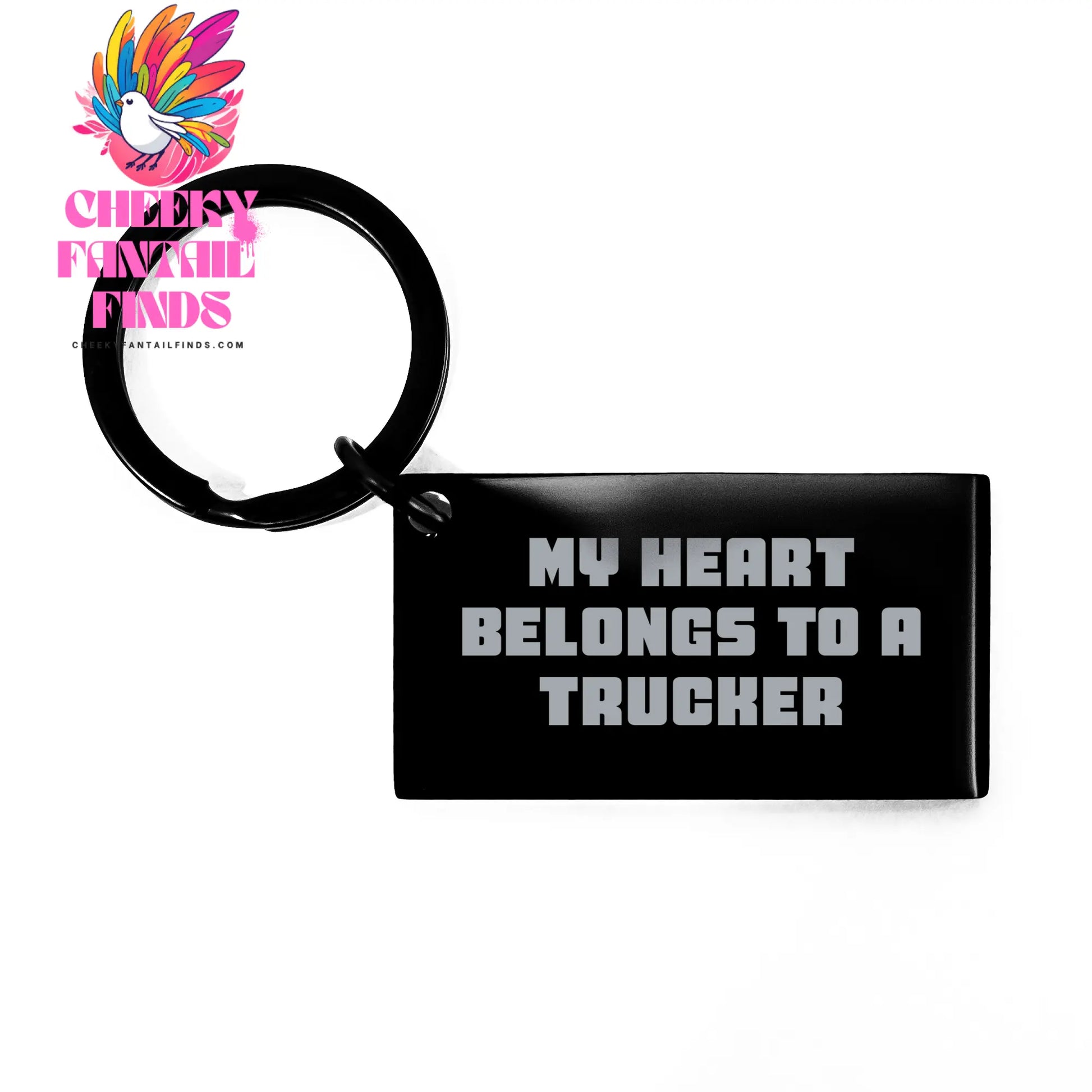 Trucker's Heart Keychain, Funny Keychain Gifts from Friends to Trucker, My Heart Belongs To A Trucker, Unique Mother's Day Unique Gifts - Image 1
