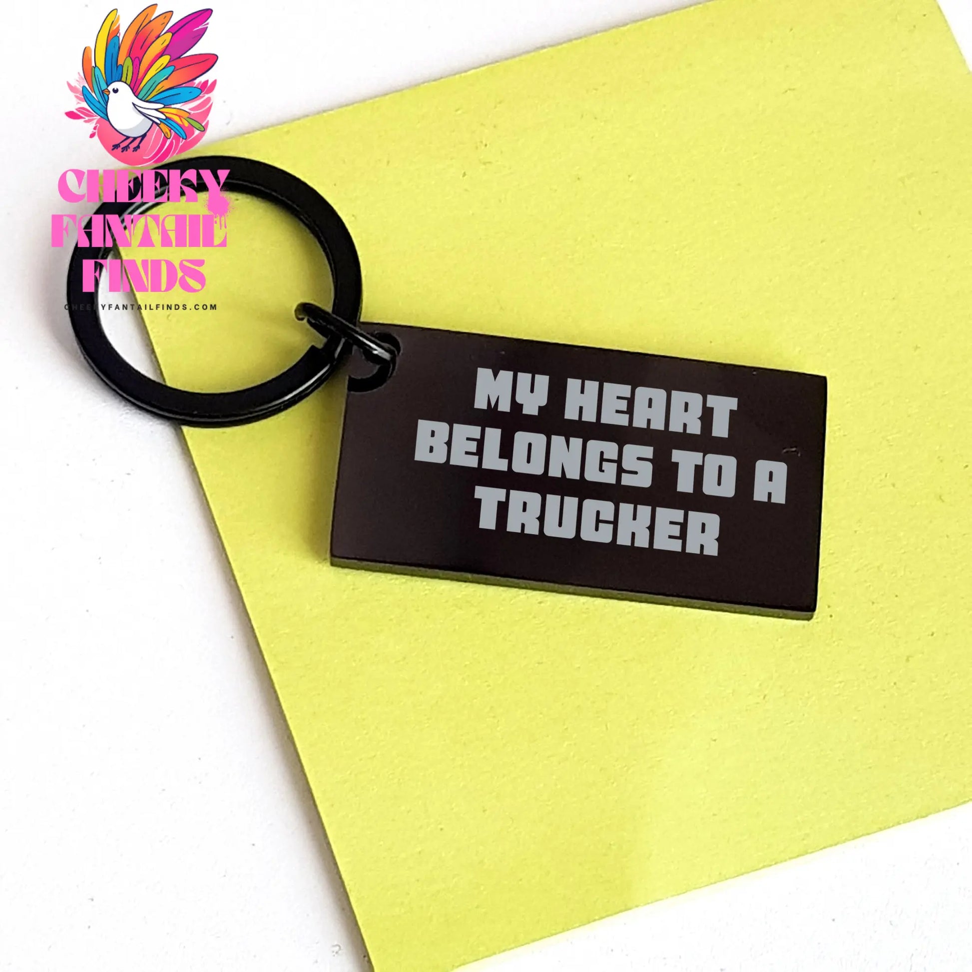 Trucker's Heart Keychain, Funny Keychain Gifts from Friends to Trucker, My Heart Belongs To A Trucker, Unique Mother's Day Unique Gifts - Image 3