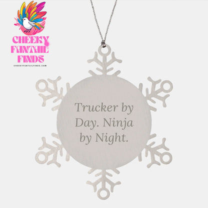 Truckers By Day Snowflake Ornament Gifts from Men to Trucker Friends, Unique Christmas Decorations - Image 1