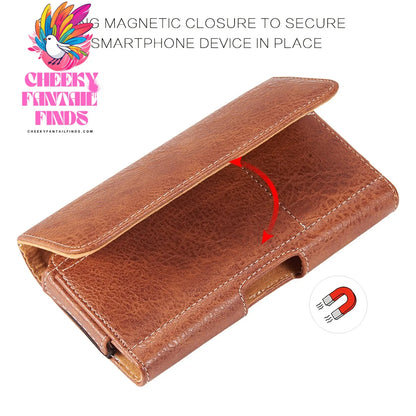 Universal wallet cellphone case belt mobile phone bag hanging waist cover Holster 4.7/5.5/6.3 inch retro leather magnetic pouch Cheeky Fantail Finds