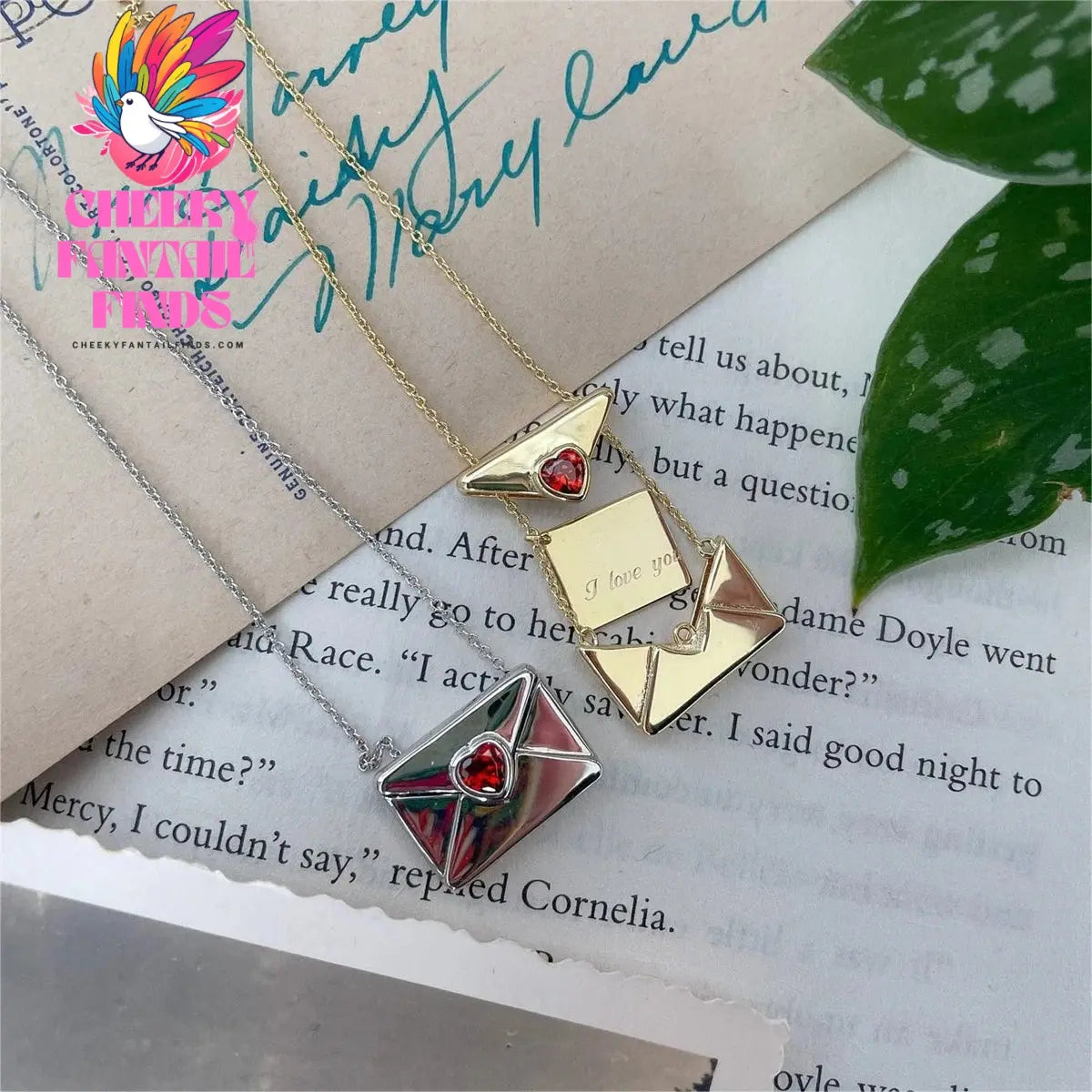 Valentine's Day Red Love Envelope Box Necklace Opening and Closing English Words I Love You Proverbs Necklace Cheeky Fantail Finds