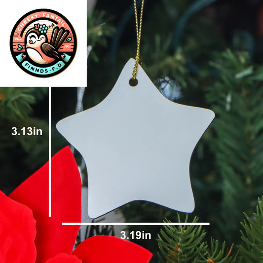 Valet Gifts from Men to Friends - Keep Calm Or I Will Use My Valet Voice Star Ornament for Christmas Decor, White Star Shaped, MDF with High-Gloss Finish, 3.25" tall, 1/8" thick, Ships with Gold Cord - Image 2