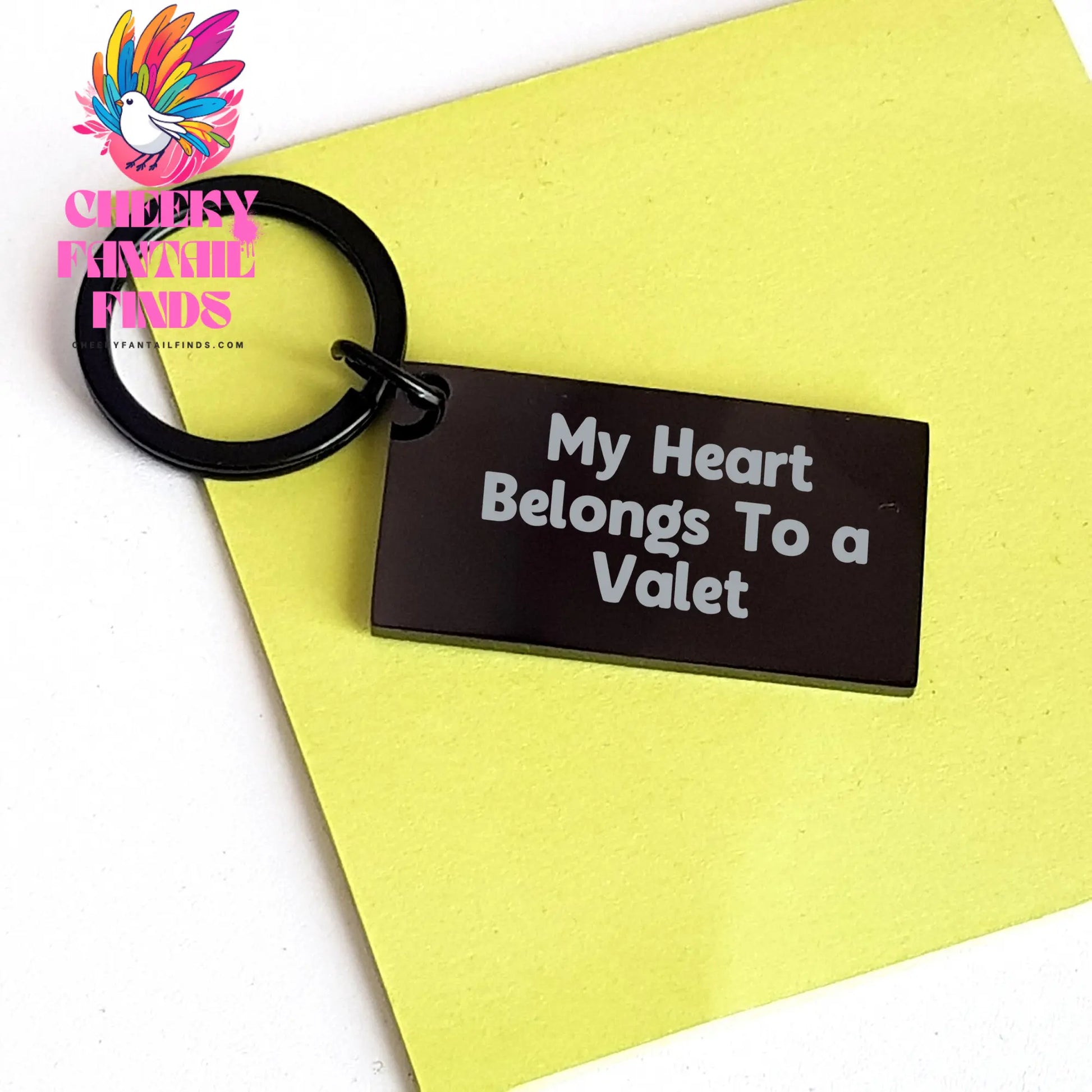 Valet-Themed Keychain, Funny Quote 'My Heart Belongs To A Valet', Gifts from Mom, for Valet, Unique Mother's Day Unique Gifts, Stainless Steel, Rust-Resistant Keychain - Image 3