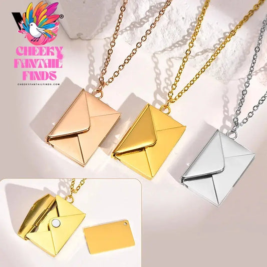 Vnox 2022 New Trendy Envelope Necklaces for Women Girls Jewelry, Gold Color Stainless Steel Email Pendant Collar Keepsake Gifts Cheeky Fantail Finds