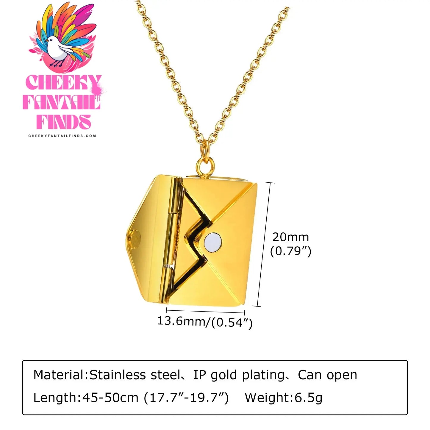 Vnox 2022 New Trendy Envelope Necklaces for Women Girls Jewelry, Gold Color Stainless Steel Email Pendant Collar Keepsake Gifts Cheeky Fantail Finds