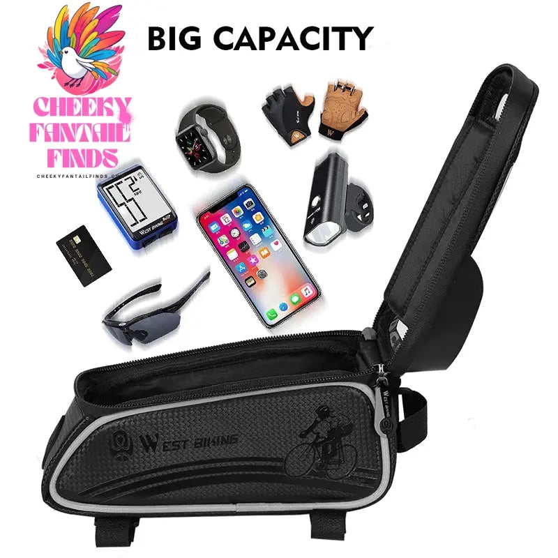 WEST BIKING Bicycle Bag Cycling Top Front Tube Frame Bag Waterproof 6.5 Inches Phone Case Storage Touch Screen MTB Road Bike Bag Cheeky Fantail Finds