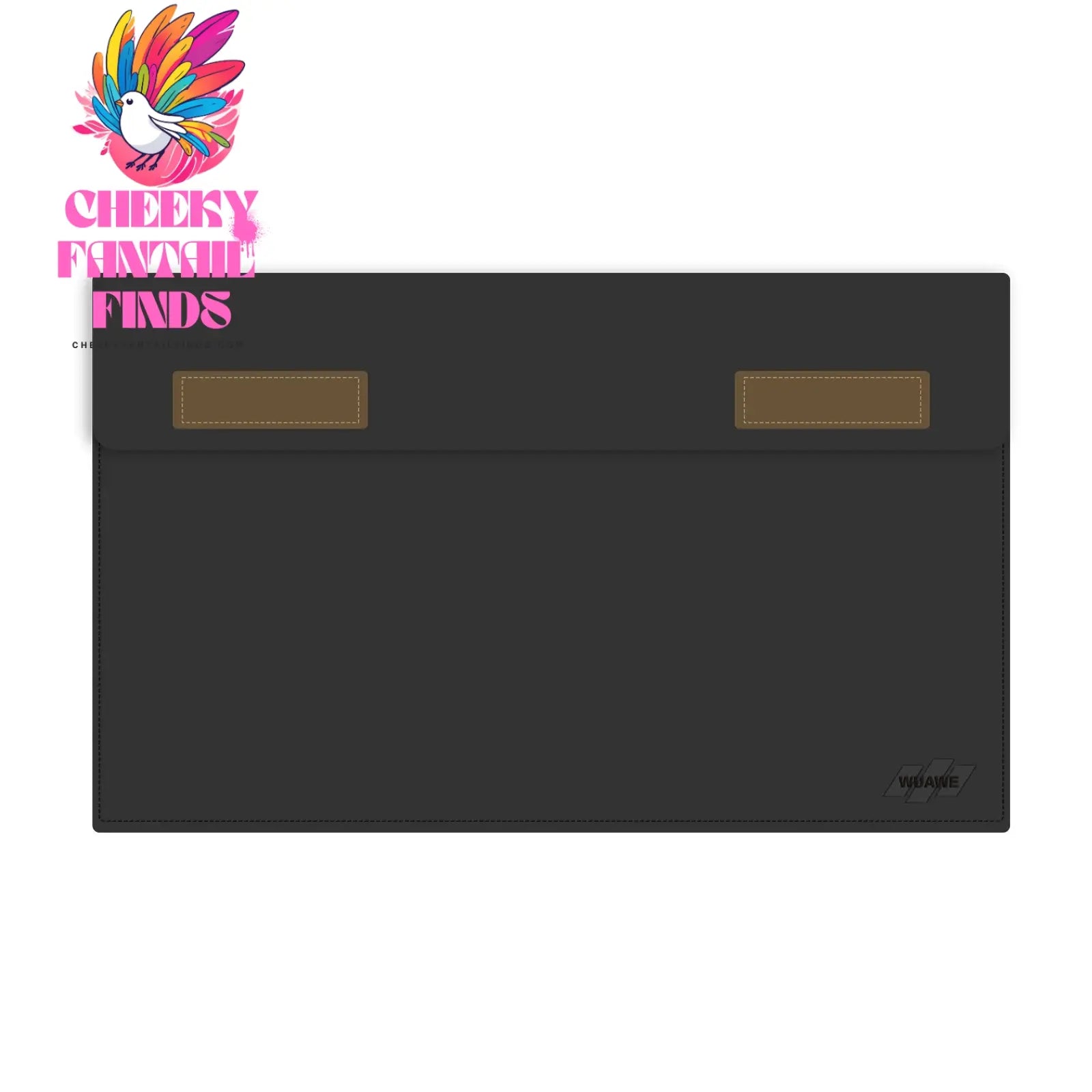 WUAWE 16.1" Portable Monitor Sleeve Bag, PU Leather Case for Travel Monitor Laptop, Black Cheeky Fantail Finds