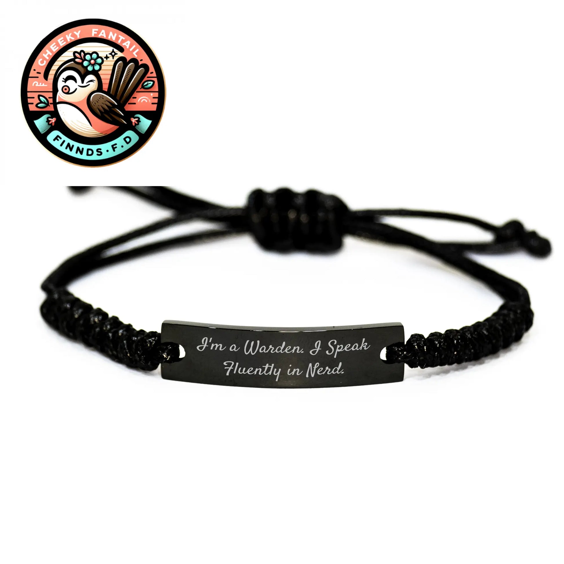 Warden Gifts from Friends, Funny Rope Bracelet for Men, 'I'm A Warden. I Speak Fluently In genius.' Engraved, Father's Day Unique Gifts - Image 1