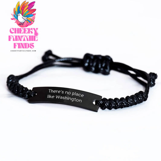 Washington Inspired Rope Bracelet, 'There's No Place Like Washington', Adjustable, Black, Gifts from Men to Washington Friends and Family for Father's Day - Image 2